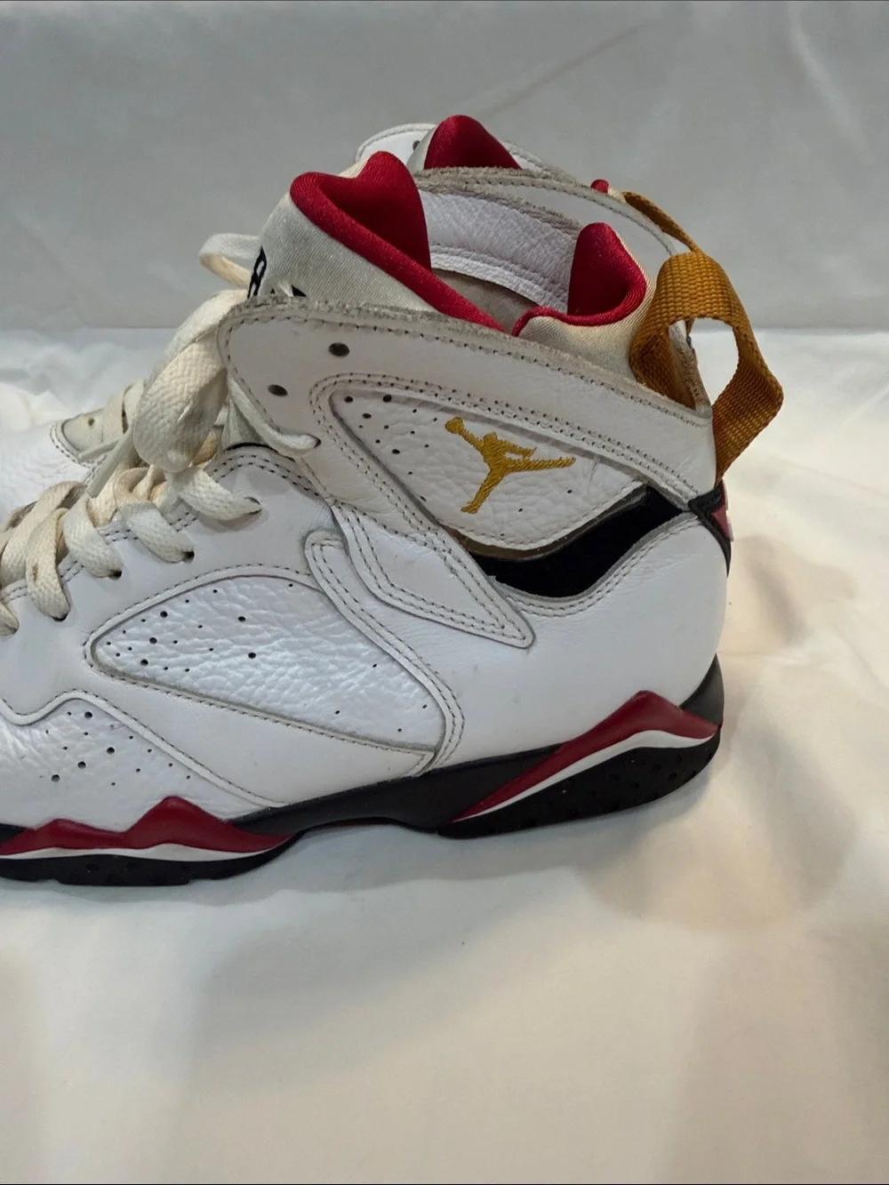 Jordan Men's White Basketball Shoes with Black, Red & Gold Accents